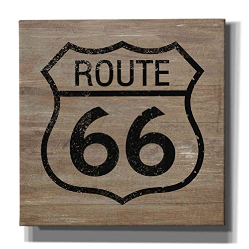 【中古】【未使用・未開封品】リンダ・ウッズによるEpic Graffiti 'Route 66 Black On Woods、ジークレーキャンバスウォールアート 18\