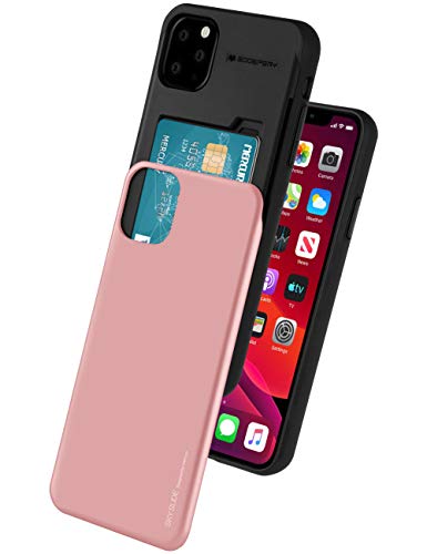 【中古】【未使用・未開封品】GOOSPERY Sky Slide Apple iPhone 11 Pro Max用ケース (6.5インチ) デュアルレイヤーバンパーカバー カードホルダーウォレット付き ローズゴール