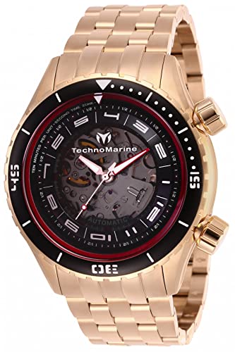 【中古】【未当て嵌める・未開封品】Technomarine メンズ Manta デュアル区画 機械類式自動小銃一巻きウオッチ ステンレススチールストラップ サクラ色ゴールド 24 (模範例: TM-218013)