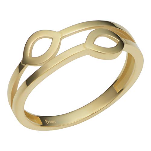 【中古】【未当て嵌める・未開封品】KoolJewelry 14K黄色ゴールド 7粍 ダブルマーキースシェイプ 輪っか