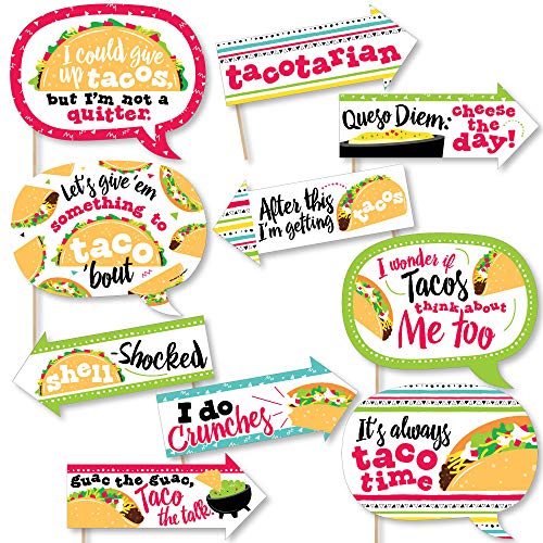 【中古】【未使用・未開封品】Big Dot of Happiness Funny Taco 'Bout Fun - メキシカンフィエスタ フォトブース小道具キット - 10ピース