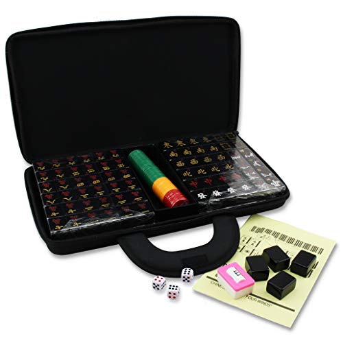 【中古】【未使用・未開封品】高品質マット加工 麻 中国数字入りアクリルタイル 麻雀旅行セット 144ブラックタイル 1.25インチ 読みやすいゲームセット/コンプリートセット 軽