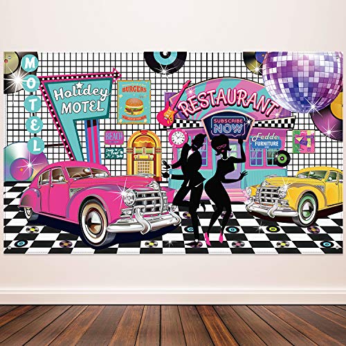 【中古】【未使用・未開封品】50年代テーマパーティーデコレーション ロックンロールパーティー背景 パーティーバナー クラシック50年代の背景バナー 1950年代のパーティーデ