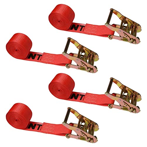 【中古】【未当て嵌める・未開封品】US Cargo Control ? エンドレスラチェットストラップ ? 幅2in × 長さ15フート ? レッドラチェットストラップ ? ワイドハンドルラチェ スポーツ・アウトドア-その他