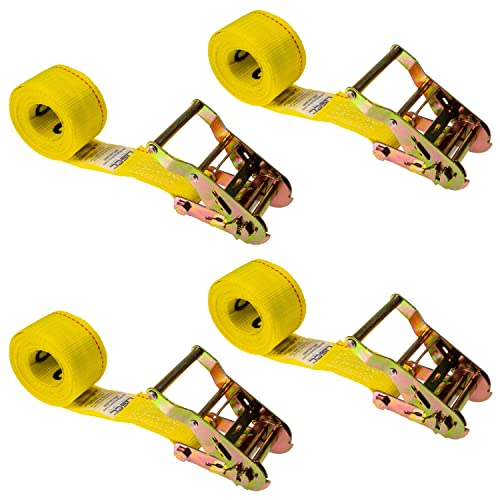 【中古】【未使用・未開封品】US Cargo Control ? エンドレスラチェットストラップ ? 幅2インチ × 長さ10フィート ? イエローラチェットストラップ ? ワイドハンドルラチ