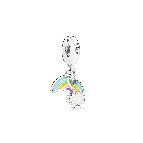 【中古】【未当て嵌める・未開封品】Rainbow of Love 引きつける 交ぜ合わせるエナメル 100%本物の925スターリングシルバーダングルチャームブレスレット