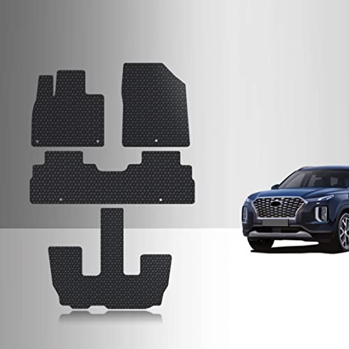 【中古】【未使用・未開封品】TOUGHPRO フロアマットアクセサリーセット+ 3列目 Hyundai Palisade 2列目バケットシートに対応 全天候型 高耐久 (アメリカ製) ブラックラバー 2