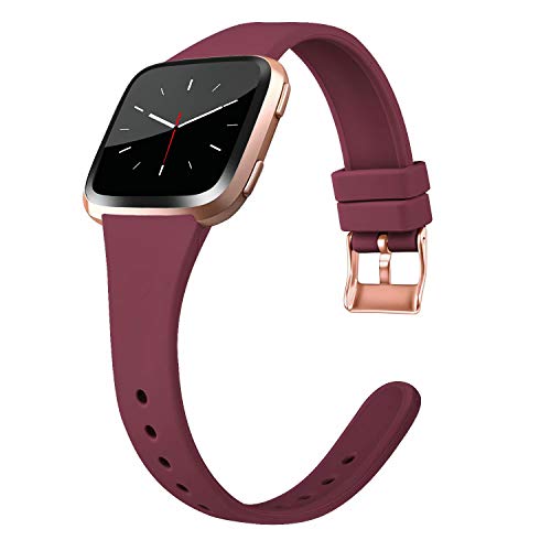 【中古】【未使用・未開封品】Tobfit シリコン スリムバンド Fitbit Versa/Versa Lite/Versa SE対応 細くて細いスポーツリストバンド メタルバックル付き 男女兼用 S