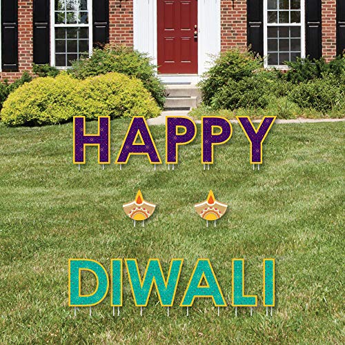 【中古】【未使用・未開封品】Big Dot of Happiness Happy Diwali - ヤードサイン 屋外 芝生のデコレーション - ライトのフェスティバル パーティー ヤードサイン - Happy Diw