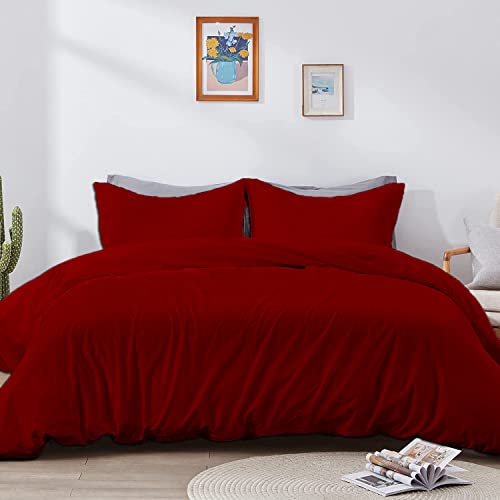 【中古】【未当て嵌める・未開封品】Precious Star Linen 100%綿織物 バーガンディ 無地 掛け布団押しかぶせる仕掛ける 百貨店キングサイズ 98x108in チャック開閉\u0026端っこ引き分け