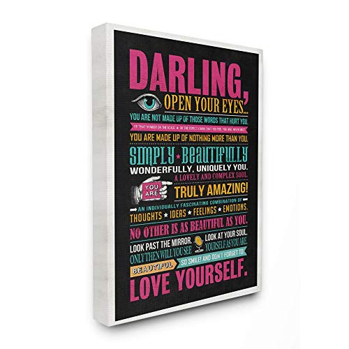 【中古】【未使用・未開封品】Stupell Industries Darling Love Yourself インスピレーショナルネオンワード、アーティストEster Kay ウォールアート、24 x 1.5 x 30、キャン