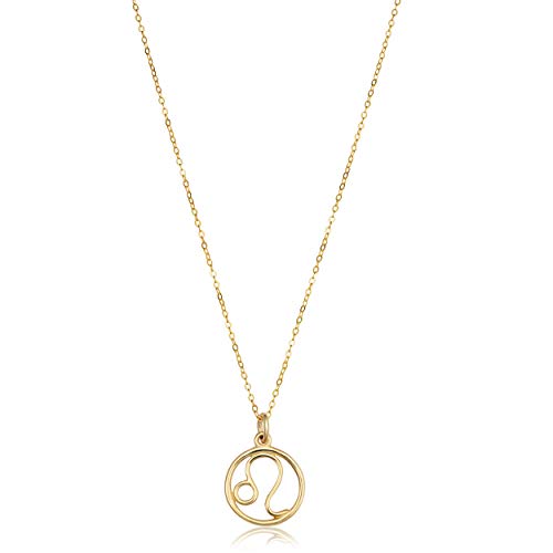 【中古】【未使用・未開封品】KoolJewelry 14kイエローゴールド ホロスコープ 星座 占星術 星座ペンダント ミニマリストネックレス 17インチ