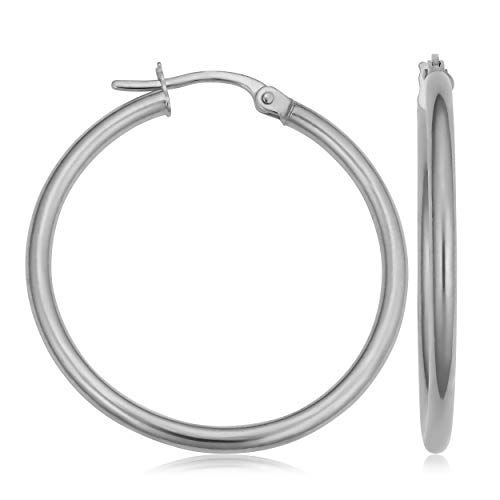 【中古】【未使用・未開封品】KoolJewelry フープピアス 10Kホワイトゴールド 20mm 25mm 30mm 35mm 45mm 70mm 90mm, 金属,