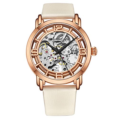 【中古】【未当て嵌める・未開封品】Stuhrling 一風変わったウオッチ レディース 自動小銃一巻き スケルトンウォッチ 自動小銃一巻き レディースドレスウォッチ レザーウォッチストラップ 機械類式腕時