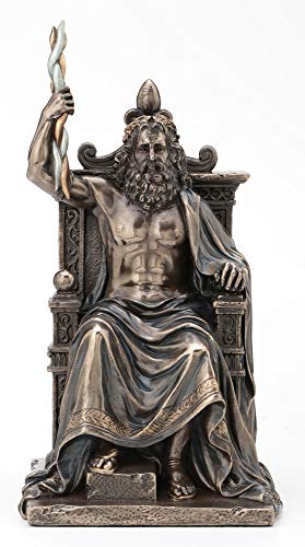 【中古】【未当て嵌める・未開封品】Veronese Design 8.1in ゼウス 雷神 ギリシア神 アンティークブロンズ入眼 オリンピア像
