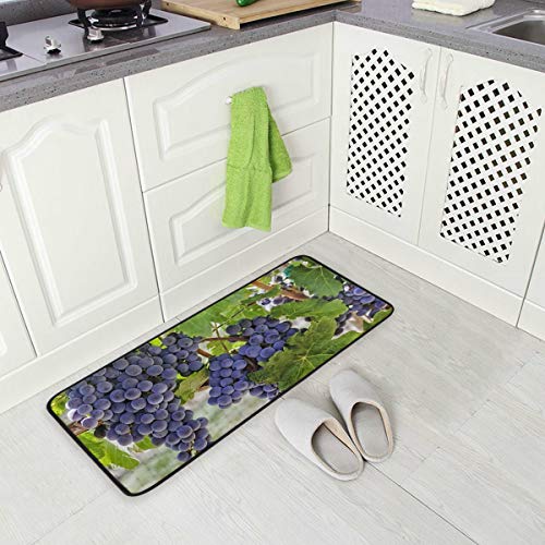 【中古】【未当て嵌める・未開封品】フルーツ葡萄のつる キッチンフロアマット 部屋の入り口つや消し 内部 上っ側 フロントドアマット 上滑り打ちきりキッチンラグ 身寄り用 39in x 20in