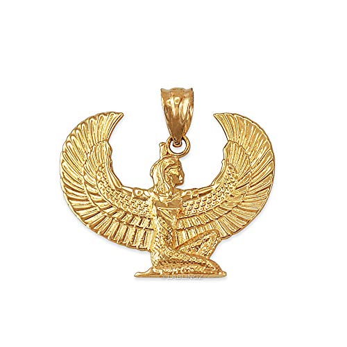 【中古】【未当てはめる・未開封品】天使の都市 BLINGZ 14K 黄色ゴールド エジプト・アラブ共和国 イシス 翼 吉祥天 シャンデリヤ頸飾り ゴールド