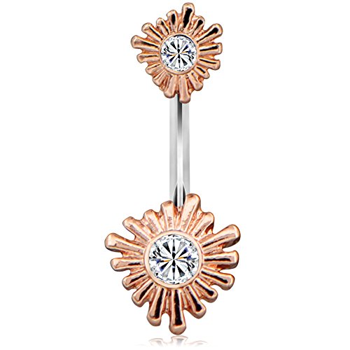 【中古】【未使用・未開封品】COCHARM サンルーク ピアス 16G 18K ローズゴールドメッキ 太陽シェイプ バー ルーク ダイス ピアス リング ジュエリー, 金属, キュービックジル