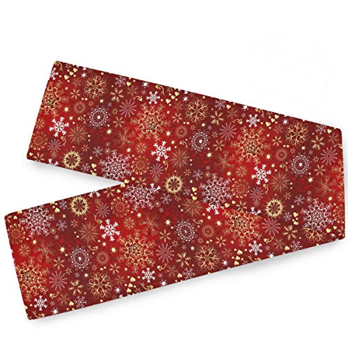 【中古】【未当て嵌める・未開封品】クリスマス 冬 雪のたま物 一覧表走者 13x70in 両面 晴れ晴れしい ゴールド 赤いこと 雪のたま物 一覧表走者 布製 プレースマット 洗い濯ぎ能力のあるな