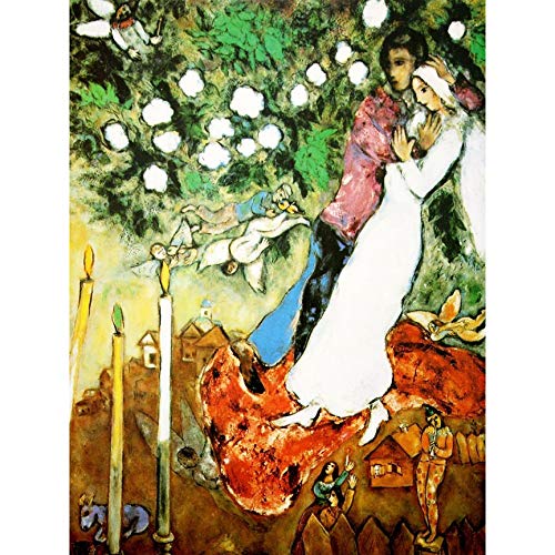 【中古】【未当て嵌める・未開封品】Buyartforless Three Candels by Marc Chagall 16x12 アートペインティング 書きうつす帆布、緑であること