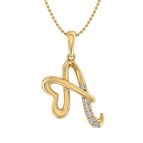 【中古】【未使用・未開封品】ダイヤモンド イニシャル文字 ペンダント ネックレス 14K イエローゴールド (シルバーチェーン付き)