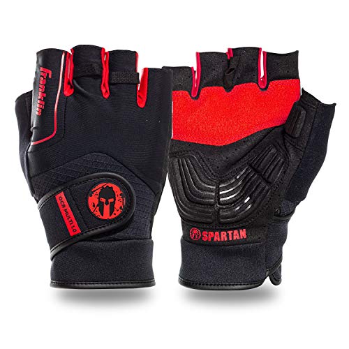 【中古】【未使用・未開封品】Franklin Sports スパルタンレースグローブ メンズ レディース OCR 障害物コースグリップグローブ ペア ブラック/レッド 大人用 M マルチスポー