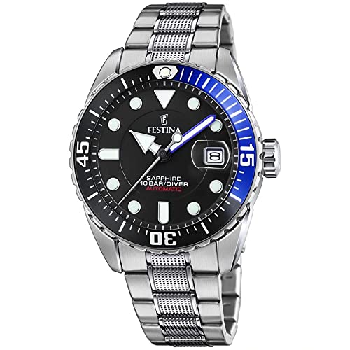 【中古】【未当て嵌める・未開封品】Festina Men\u0027s Automatic F20480-3F37 Black Stainless-Steel Self Wind Dress Watch