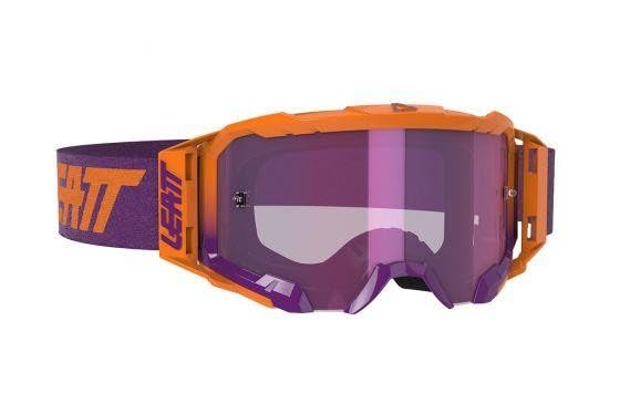 【中古】【未使用・未開封品】Leatt Brace 5.5 Velocity Iriz ゴーグル (ネオンオレンジ/パープルレンズ)