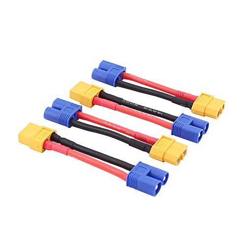 【中古】【未使用・未開封品】BDHI 4pcs Male EC3 to Female XT60 XT-60 Connector Adapter Converter Cable 14awg 5.1cm (B112-4)