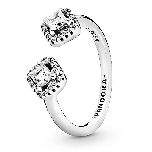 【中古】【未使用・未開封品】Pandora Jewelry スクエアスパークル キュービックジルコニア リング スターリングシルバー サイズ7.5|AJIMURA-SHOP