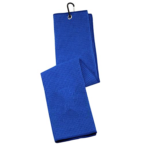 【中古】【未使用・未開封品】ゴルフバッグ用ゴルフタオル クリップワッフルマイクロファイバー生地 24インチ x 16インチ 3つ折りパック クリーニングタオル グロメットフック