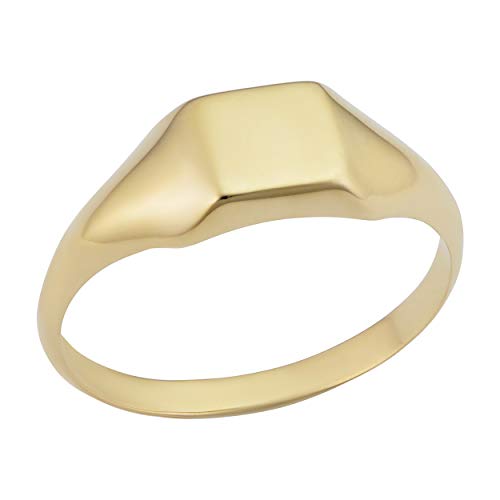 【中古】【未当て嵌める・未開封品】KoolJewelry 14K 黄色ゴールド 6.9粍 真四角 シグネットリング メンズ/レディース 大きさ4~8