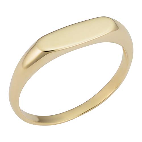 【中古】【未当て嵌める・未開封品】KoolJewelry 14K黄色ゴールド 長さ4.25粍 オーバルシグネットリング 男女兼用 大きさ6~9