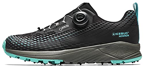 【中古】【未使用・未開封品】Icebug レディース NewRun BUGrip GTX トレイルランニングシューズ カーバイドスタッドトラクションソール, ブラック/ジェイドミスト, 7.5