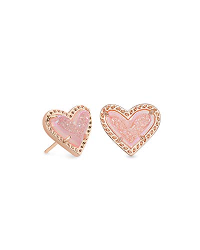【中古】【未使用・未開封品】Kendra Scott Ari ハート ローズゴールド スタッドイヤリング ピンク ドゥルージー