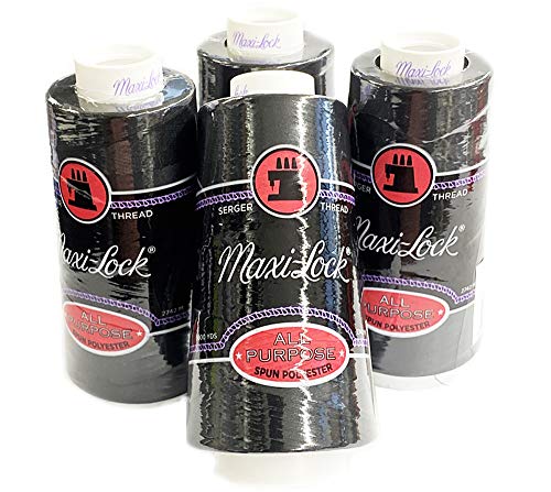 【中古】【未使用・未開封品】大きなコーン4個(各3000ヤード)テキスト 27 ポリエステル 裁縫 キルティングサージェーマキシロック 多目的スレッド ホワイトまたはブラック (ブ