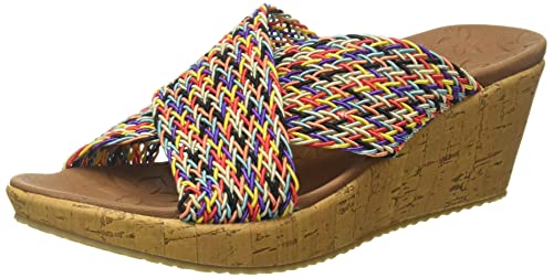 【中古】【未当て嵌める・未開封品】Skechers レディース スライドウェッジサンダル, 本当のマルチ, 9.5