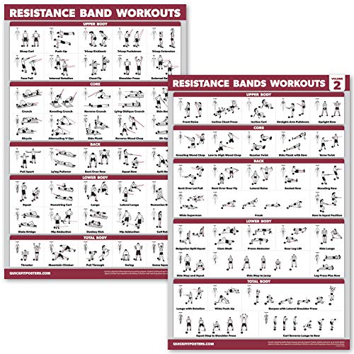 【中古】【未使用・未開封品】QuickFit Widerstandsb?nder, Volumen 1 und 2 ?bungsposter-Set, Widerstandsr?hren, Workout-Diagramme (laminiert, 45,7 x 68,6 cm), 2 St|AJIMURA-SHOP