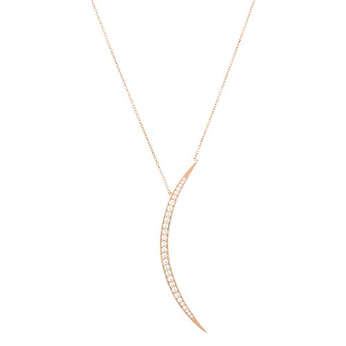 【中古】【未当て嵌める・未開封品】Element Jewelry 14Kローズゴールドメッキ 925しろがね色 三日月首飾り キュービックジルコニア付き添い人 16 + 2in