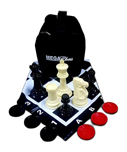 【中古】【未使用・未開封品】MegaChess 大型チェスセット ? 8インチキング 大きなチェッカーセットと大きなビニールチェスマット