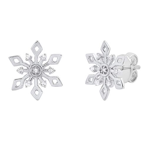 【中古】【未使用・未開封品】Dazzlingrock Collection (ダズリングロックコレクション) レディース スタッドピアス 0.10カラット ラウンドホワイトダイヤモンド スノーフレー|AJIMURA-SHOP