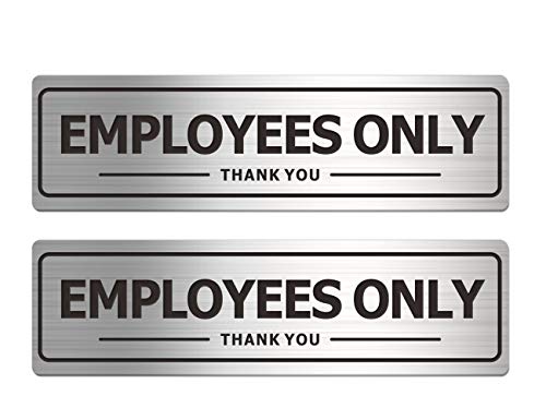 【中古】【未使用・未開封品】Employees Only Sign - オフィスのドアサイン ビジネスストアの壁用 - アルミニウムメタル 強力な自己粘着 (2個パック、シルバー7×2インチ イン