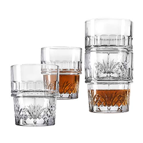 【中古】【未当て嵌める・未開封品】Godinger Stackable Old Fashioned Whiskey Glasses Set of 4 - Dublin, 10薬局衡オンス