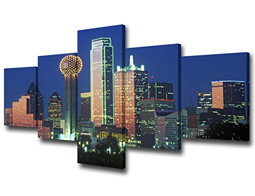 【中古】【未使用・未開封品】TUMOVO アメリカ合衆国 都市景観 5点 絵画キャンバス 50''Wx24''H ブラウン