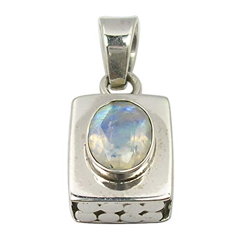 【中古】【未使用・未開封品】SilverStarJewel 925ソリッドスターリングシルバー レインボームーンストーンネックレスペンダント 1インチ