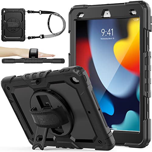 【中古】【未使用・未開封品】SEYMAC stock iPad 10インチケース 耐衝撃 保護フィルム付き ペン収納 360°回転スタンド ハンドストラップ ショルダーストラップ 全面保護カバ