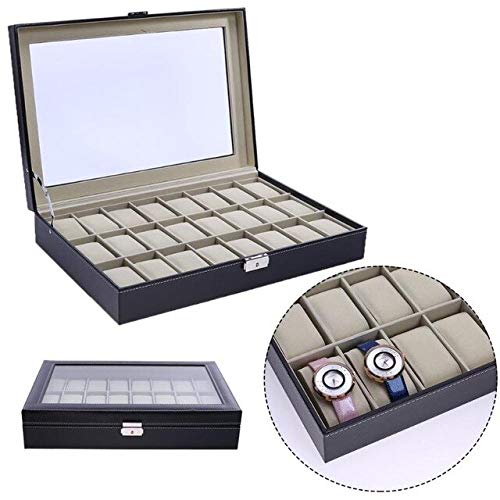【中古】【未当て嵌める・未開封品】QOHNK 12 24グリッド PUなめし革ウオッチ見せびらかすボックス席 ハイエンド時辰儀ボックス席 車窓木製時辰儀ボックス席 言葉鍵を掛ける 12グリッドジュエ
