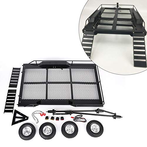 【中古】【未使用・未開封品】RCトレーラー 1:10スケール デュアルアクスルフラットベッドトレーラーキット RCトレーラーアクセサリー 4つのタイヤ付き TRX4 1/10 RCカーに対