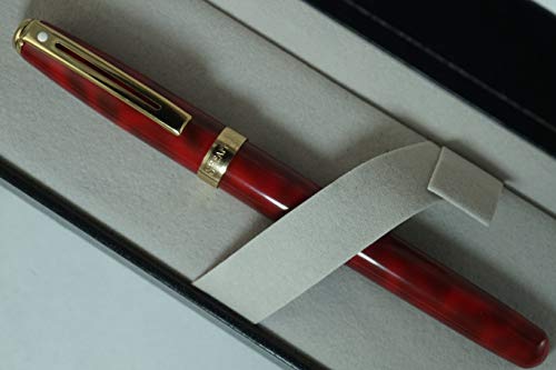 【中古】【未使用・未開封品】Sheaffer シグネチャードット・オブ・エクセレンスとゴールドミッドリング プレリュードレッドマーブルバレルと22Kゴールドアポイントメントロー