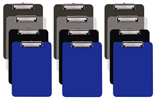 【中古】【未使用・未開封品】Better Office Products プラスチッククリップボード アソートカラー 12個パック 丈夫 12.5 x 9インチ 控えめなクリップ ブラック ブルー グレー